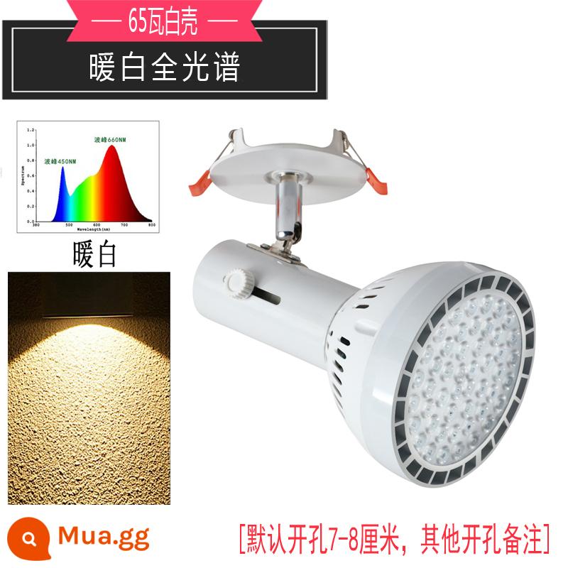 Đèn tường thực vật nhúng lấp đầy ánh sáng downlight đầy đủ màu xanh lá cây tăng trưởng thực vật giả mặt trời rừng nhiệt đới đèn led âm trần - 65W trắng ấm + đầu đa năng (mẫu trần) vỏ trắng