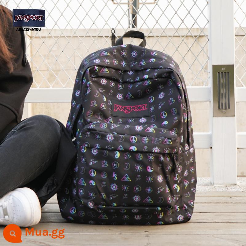 Túi đeo vai Jansport 22 năm mới macaroon aurora gradient màu trong khuôn viên trường nữ sinh cặp đi học giản dị 68T - 4QUT87L-in laser (túi bên chai nước)