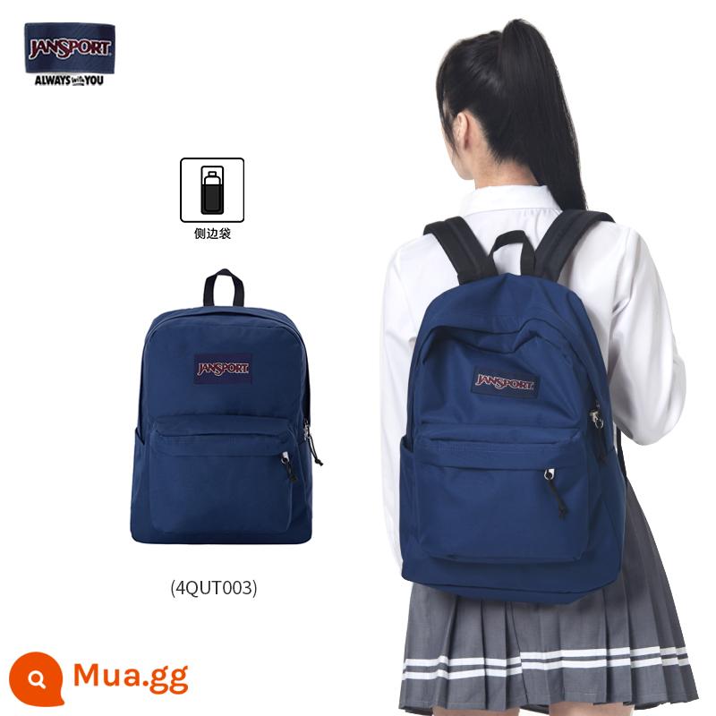 Ba lô cổ điển Jansport ba lô học sinh ba lô hình giọt nước ba lô đi học - 4QUT003-Túi bên hông chai nước màu xanh hải quân