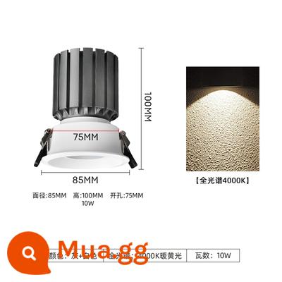 Chiếu sáng nhà máy dự án tường xanh LED toàn phổ dự án trần đặc biệt nhúng tăng trưởng trong nhà lấp đầy ánh sáng đèn sân khấu - 10W [ánh sáng vàng ấm] toàn phổ 4000K (khoan 75mm)