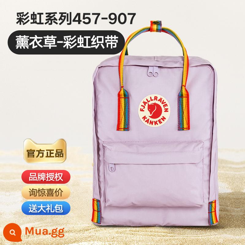 Chính Hãng Fjallraven Thụy Điển Cáo Bắc Cực Balo Nữ Mini Học Sinh Ba Lô Máy Tính Kanken Nam - Ruy băng cầu vồng hoa oải hương 457-907