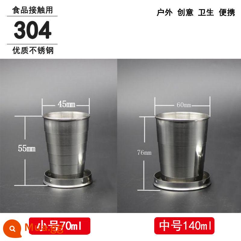 Du Lịch Ngoài Trời Cốc Nước Di Động Cốc Sáng Tạo Kính Thiên Văn Cốc Gấp Gọn Inox 304 Du Lịch Nén Cốc Không Rò Rỉ - 304 cỡ nhỏ + vừa