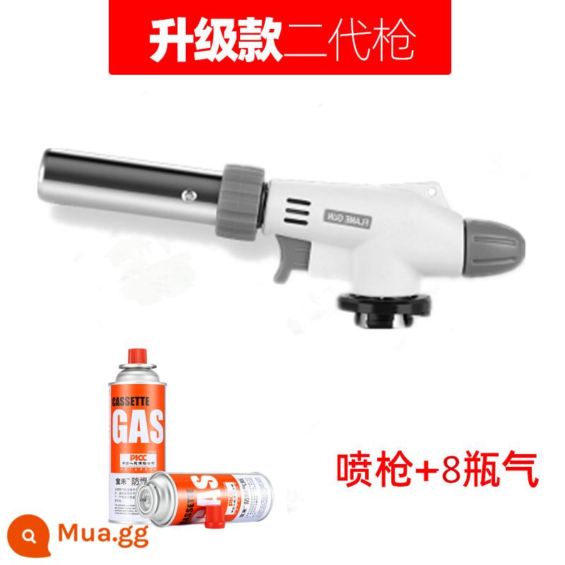 Lò băng cassette bình gas hóa lỏng lọ butan di động thẻ từ xi lanh gas chính hãng gas ngoài trời gas - Súng lửa có thể đảo ngược + 8 chai khí băng