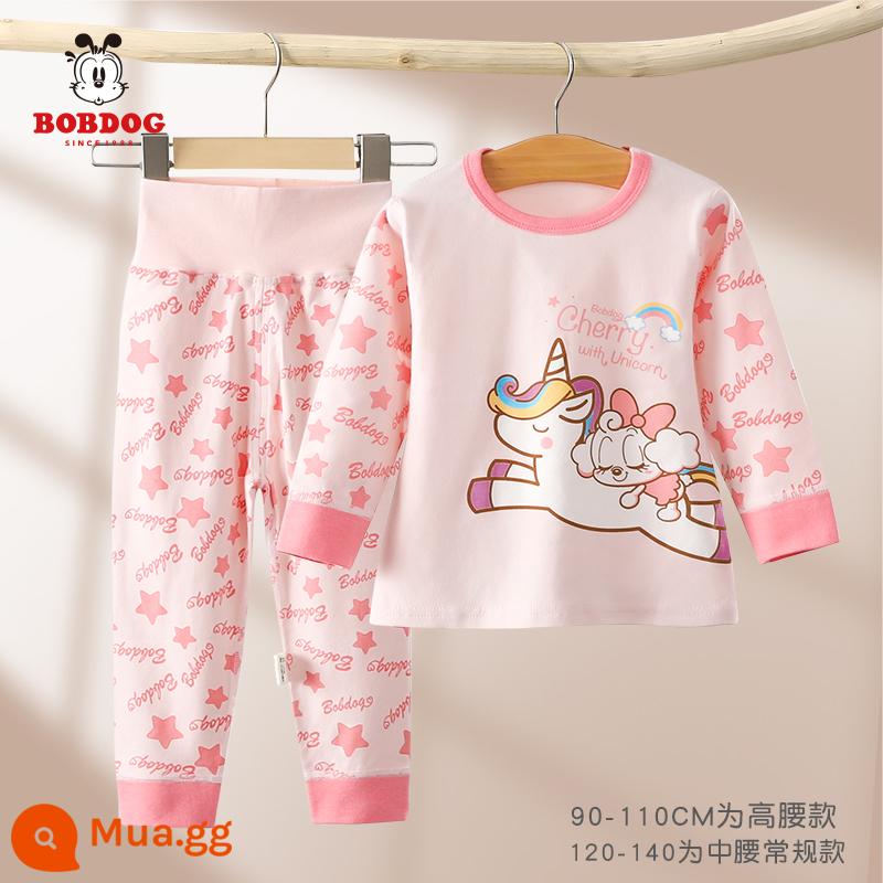 Babbean bé bộ quần áo thu đông cotton không xương đáy xuân thu đông mỏng vệ sinh trẻ em quần bé gái bộ đồ lót - Pink Unicorn - Loại A không xương 100% cotton