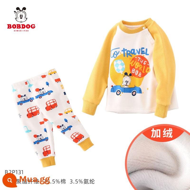 Babbean bé bộ quần áo thu đông cotton không xương đáy xuân thu đông mỏng vệ sinh trẻ em quần bé gái bộ đồ lót - Mẫu nhung Plus - xe màu vàng - Nhung mật độ cao không rơi loại A - mẫu giữa eo