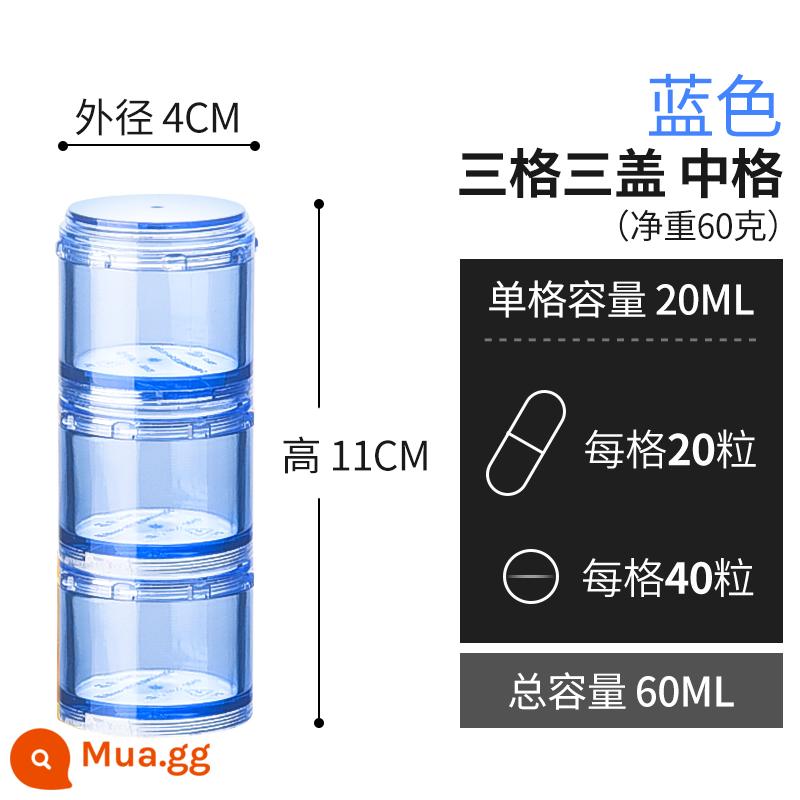 Đóng gói hộp thuốc xách tay cấp thực phẩm niêm phong chống ẩm một tuần lưu trữ nhỏ máy tính bảng viên nang hộp thuốc phân loại nhỏ - Lưới ba màu xanh vừa