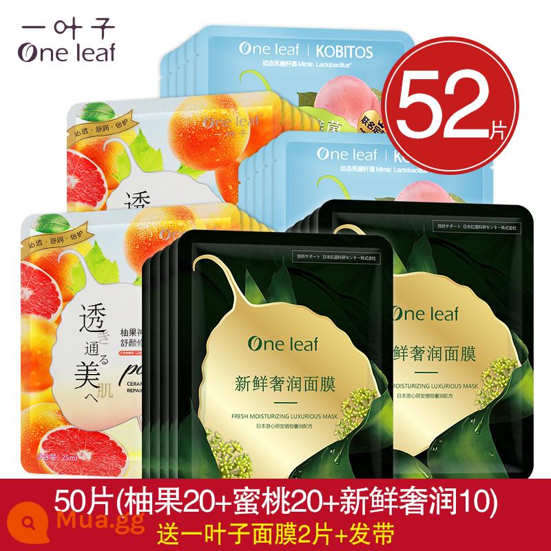 One Leaf Mask Dưỡng Ẩm, Dưỡng Ẩm, Làm Trắng Da, Làm Sáng Da Mụn, Thu Nhỏ Lỗ Chân Lông, Kiểm Soát Dầu, Loại Bỏ Mụn Hàng Chính Hãng Cho Nam Và Nữ - 52 miếng (20 bưởi + 20 đào + 10 cao cấp) 2 miếng + dây buộc tóc