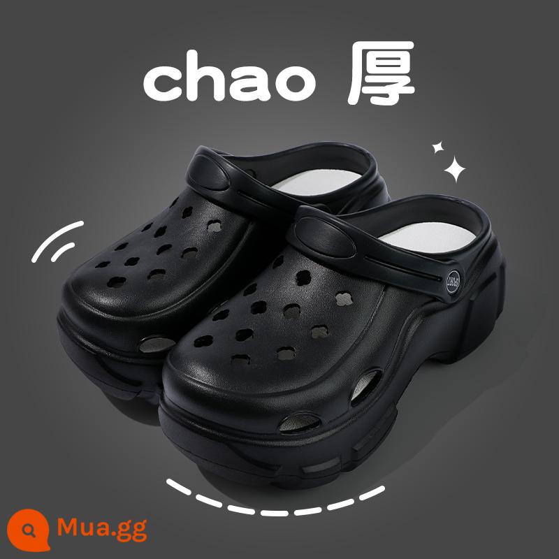 Nữ Croc Giày Mùa Hè Áo Khoác Ngoài Tăng Cảm Giác Giẫm Đế Dày Chống Trơn Trượt 2023 Mới Đi Biển Bao Đầu Giày Sandal Mùa Hè - bảng đèn đen