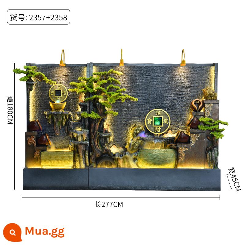 Đồi Rocked và Fountain Water Water Wall Wall - 2358 hai nhóm dài 277CM