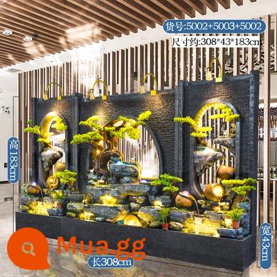 Đồi Rocked và Fountain Water Water Wall Wall - Kết hợp màu nâu nhạt 308*43*183