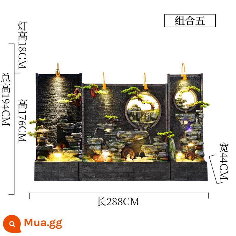 Đồi Rocked và Fountain Water Water Wall Wall - Tổ hợp nhỏ màu xanh đậm 288*44*176