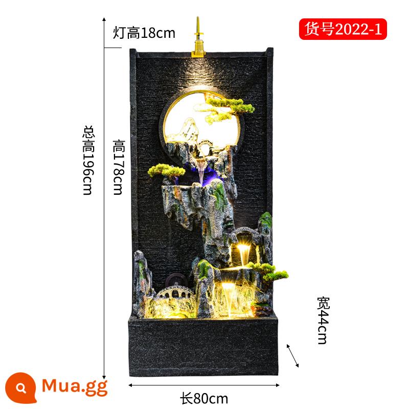 Đồi Rocked và Fountain Water Water Wall Wall - Xanh quân đội 022-1 sương mù 80*44*178