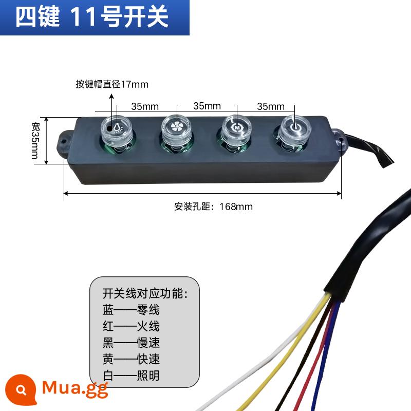 Phạm vi hút mui xe nút chuyển đổi kiểu cũ phụ kiện đa năng 4 nút bảng điều khiển nút bấm máy hút dầu công tắc phím - Công tắc 4 nút số 11 có nắp đấu dây