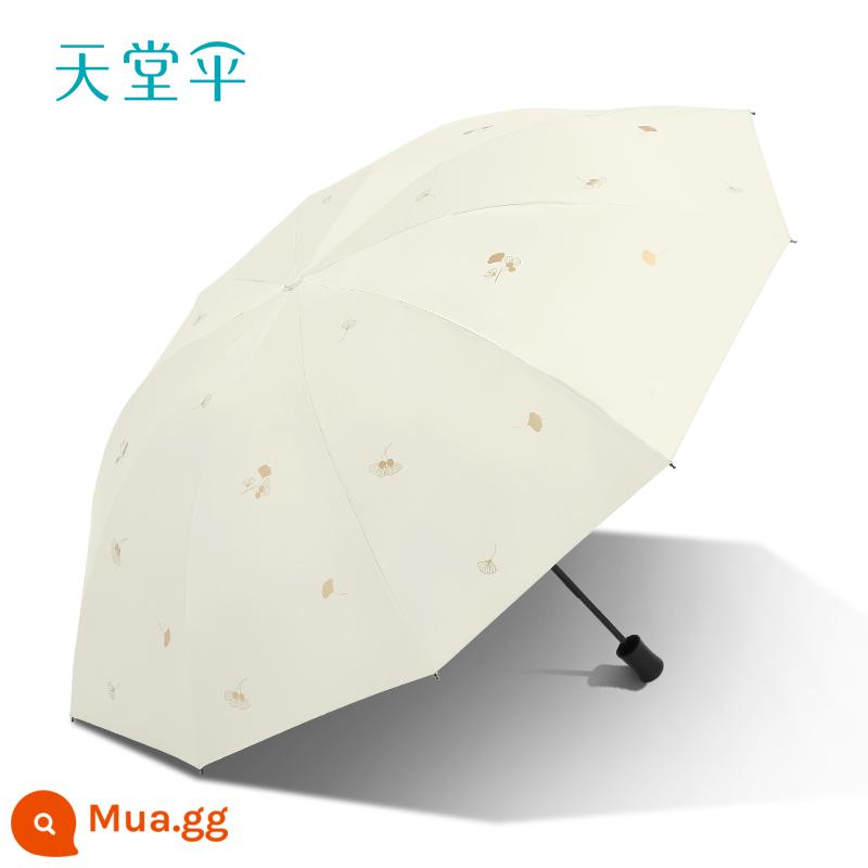 Paradise Umbrella Vinyl Kem chống nắng Chống tia cực tím Dù nhẹ và Dù gấp di động nhỏ dành cho phụ nữ và những ngày mưa cho bé trai - Gừng Trắng - Ô lớn 10 xương gấp 3