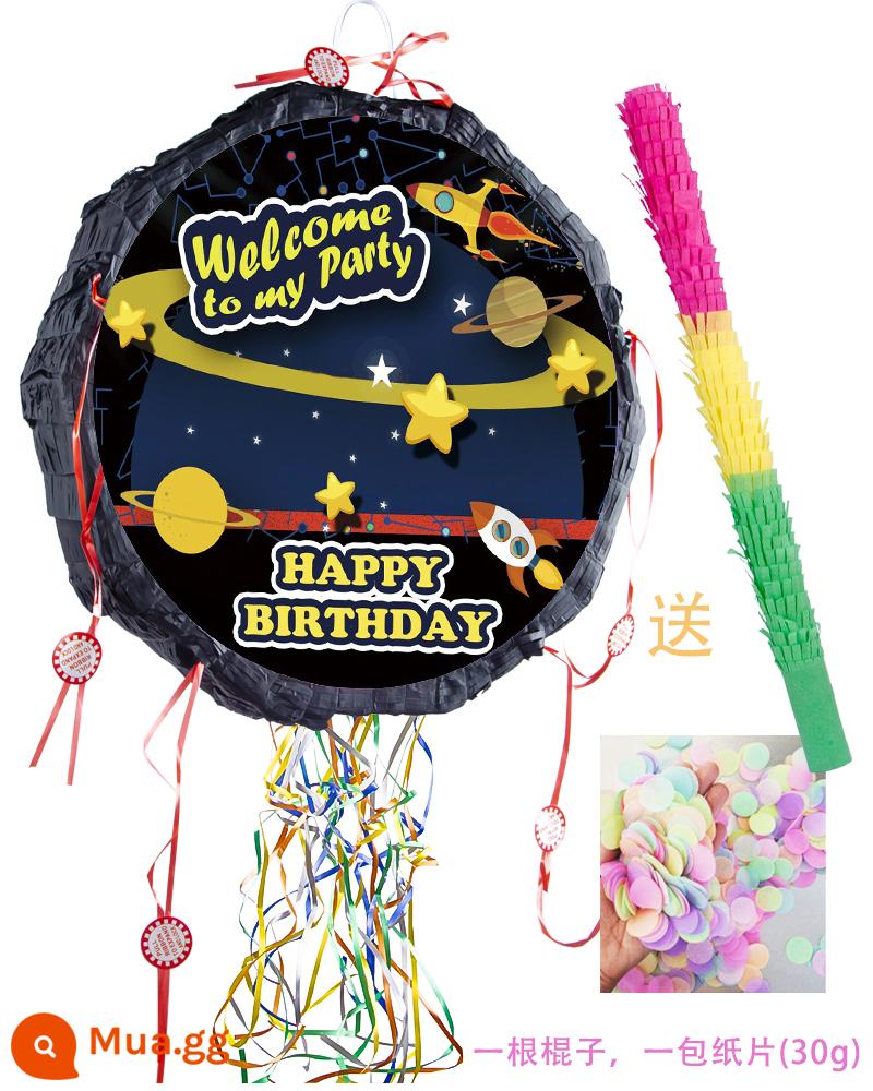 Pinata trẻ em sinh nhật dự tiệc trò chơi đập đường đạo cụ gõ pinata gấp dây kéo - Pinata không gian gấp