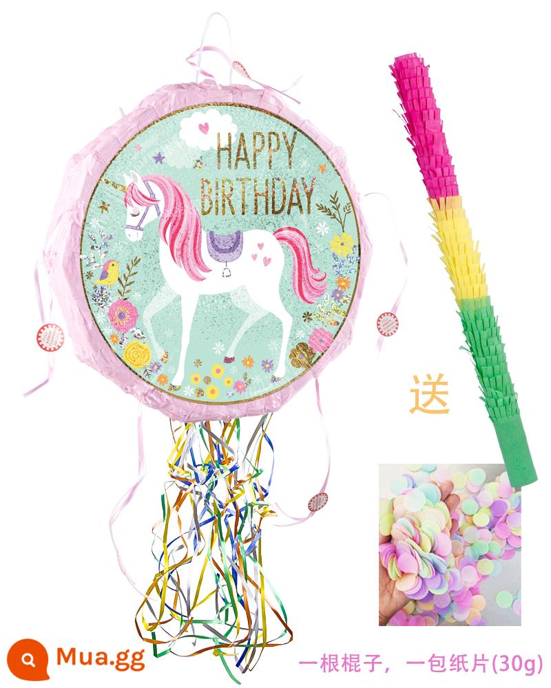 Pinata trẻ em sinh nhật dự tiệc trò chơi đập đường đạo cụ gõ pinata gấp dây kéo - Pinata kỳ lân gấp