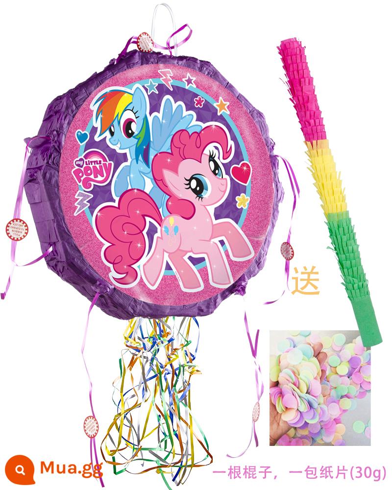 Pinata trẻ em sinh nhật dự tiệc trò chơi đập đường đạo cụ gõ pinata gấp dây kéo - Ngựa gấp cầu vồng Pony Pinata