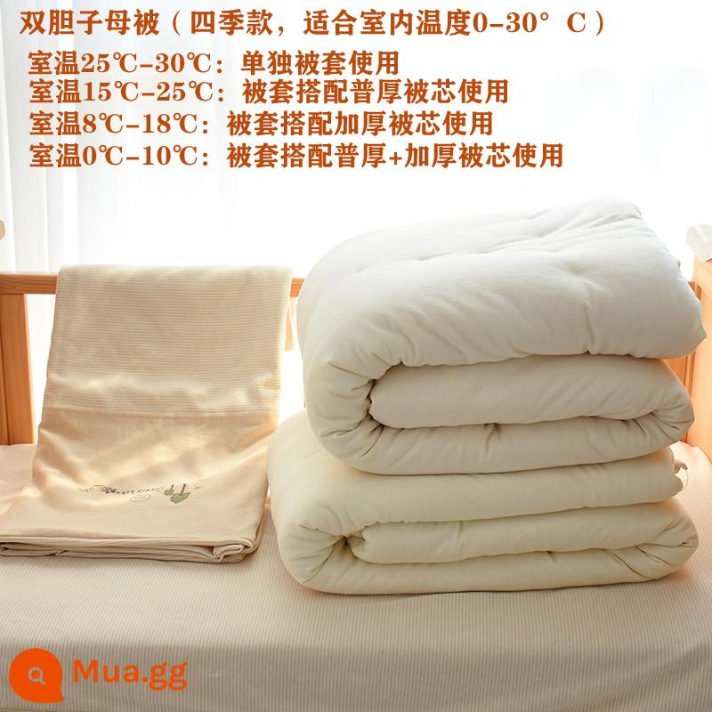 Chăn Cho Bé Nguyên Chất Cotton Mùa Thu Đông Dày Sơ Sinh Trẻ Em Chăn Bông Cho Bé Mẫu Giáo Tất Cả Các Mùa Chăn Nhỏ - Chăn bông mẹ chồng kiểu cây nhỏ (lót bông đôi) nhiệt độ phòng 0-30 độ