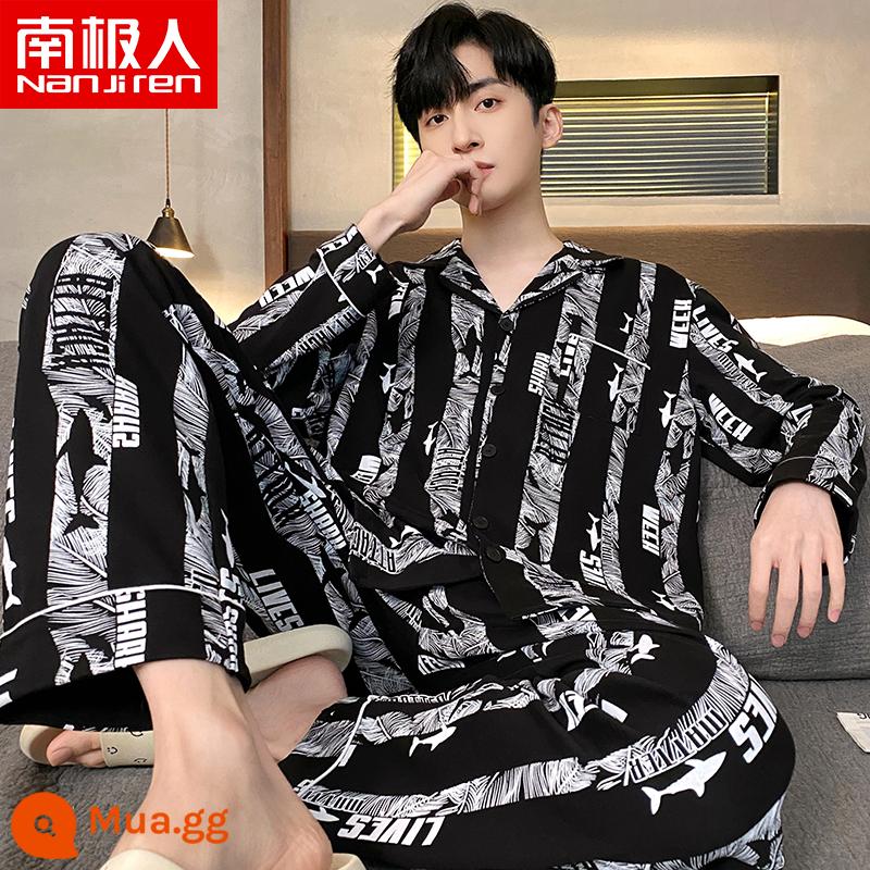 Nanjiren Bộ Đồ Ngủ Nam Mùa Xuân Và Mùa Thu Dài Tay Cotton Hoạt Hình Thanh Niên Sinh Viên Bông Mùa Đông Bộ Phục Vụ Tại Nhà - D-71026