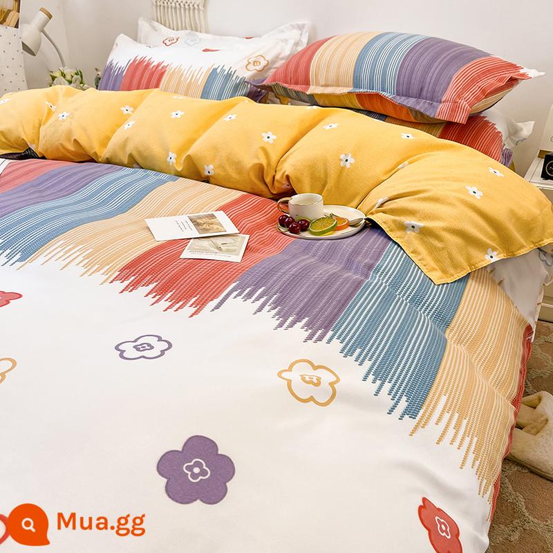 Vỏ chăn đơn mảnh 150x200x230 ký túc xá sinh viên đơn nguyên chất cotton giặt chăn trẻ em đơn đôi nhám vỏ chăn - thế giới đầy màu sắc