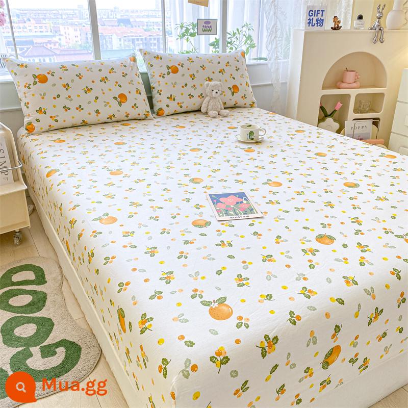 Tấm trải giường bằng cotton nguyên chất một mảnh Khăn trải giường bằng vải cotton nguyên chất Túi đựng nệm Simmons chống bụi chống trơn trượt Bộ ga trải giường trọn gói 2023 kiểu dáng mới - ✅Đã kiểm tra chất lượng]Cam đường]100% cotton sợi dài Tân Cương, thích hợp để ngủ khỏa thân