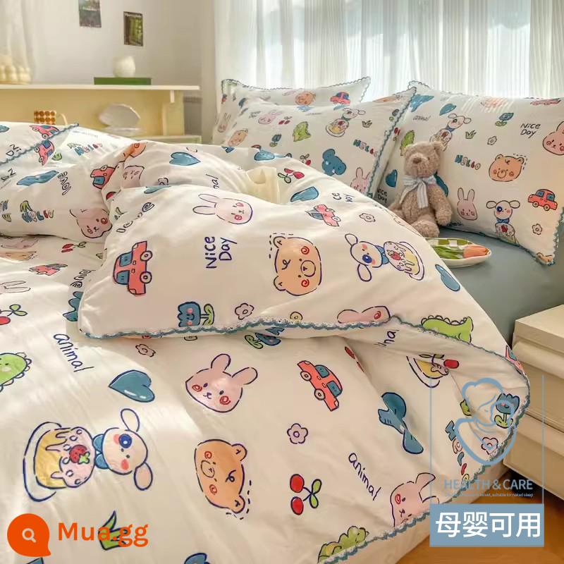 Vỏ chăn đơn 150x200x230 Vỏ chăn chải lông đơn dài 1,5m ký túc xá thu đông không cotton cotton nguyên chất - ✅Mẫu kháng khuẩn] Thế giới hoạt hình] Có bản nâng cấp dành cho mẹ và bé