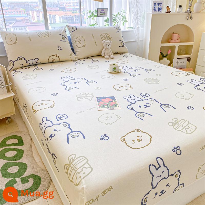 Tấm trải giường bằng cotton nguyên chất một mảnh Khăn trải giường bằng vải cotton nguyên chất Túi đựng nệm Simmons chống bụi chống trơn trượt Bộ ga trải giường trọn gói 2023 kiểu dáng mới - ✅Đã kiểm tra chất lượng] Bánh pudding kem] 100% cotton sợi dài Tân Cương, thích hợp để ngủ khỏa thân