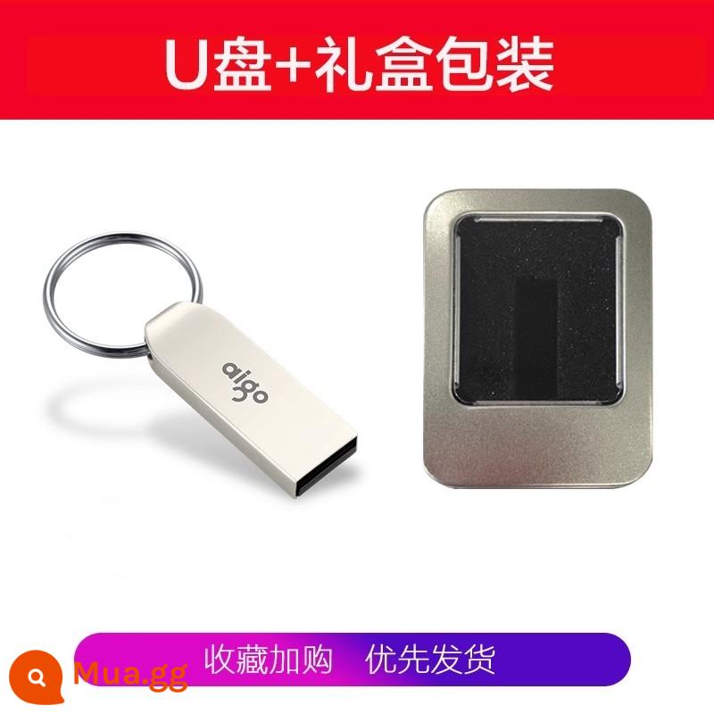 Yêu Nước Ổ Đĩa U 32G Mã Hóa Chống Sao Chép Tùy Chỉnh Chữ LOGO Xác Thực Ổ USB Flash 64G Điện Thoại Di Động máy Tính Ổ Đĩa Flash U268 - Ổ đĩa flash USB màu bạc + bao bì hộp sắt quà tặng