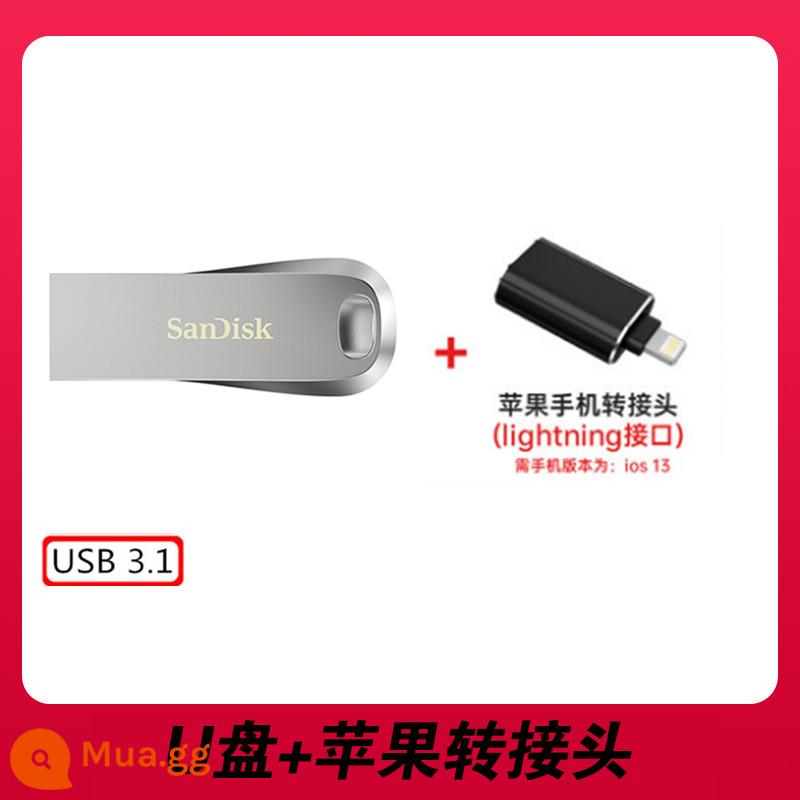 Ổ đĩa flash Sandisk SanDisk 32G tốc độ cao USB3.1 chữ tùy chỉnh logo Ổ đĩa flash USB ổ đĩa flash TV trên ô tô Ổ đĩa flash di động 32gusb Cool Huan CZ74 dành cho sinh viên mã hóa kim loại kép đĩa U tốc độ cao - Bộ chuyển đổi Apple 32G+Bạc đi kèm dây buộc