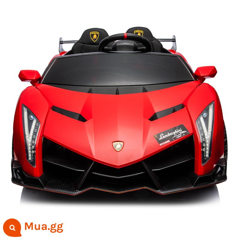 Xe ô tô điện trẻ em Lamborghini 4 bánh xe điều khiển từ xa đôi xe thể thao bé trai và bé gái đồ chơi cho bé ngồi được người - Pin lithium 22V sơn đỏ phiên bản giới hạn + bao da + MP4