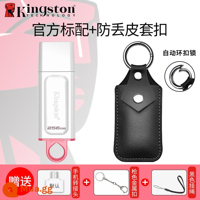 Ổ đĩa flash Kingston 32g tải trên ô tô dung lượng lớn điện thoại di động máy tính cổng typec hàng đầu chính hãng DTX store ổ đĩa flash USB chính hãng - Trắng DTX/256G+[khóa bao da chống thất lạc]