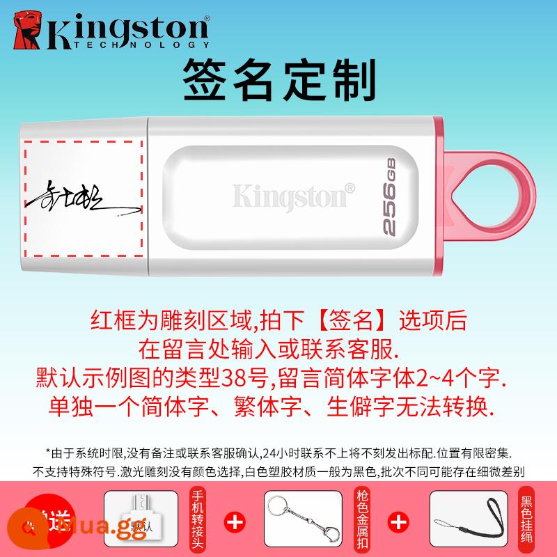 Ổ đĩa flash Kingston 32g tải trên ô tô dung lượng lớn điện thoại di động máy tính cổng typec hàng đầu chính hãng DTX store ổ đĩa flash USB chính hãng - Trắng DTX/256G+[chữ ký nghệ thuật]/vui lòng để lại tin nhắn tên cần khắc