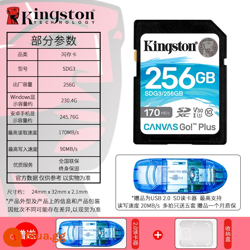 Camera KingstonSD 512g giám sát 256 camera 128 một mắt 64 thẻ lưu trữ camera 32G kỹ thuật số - Thẻ lớn màu xanh SDG3/256G