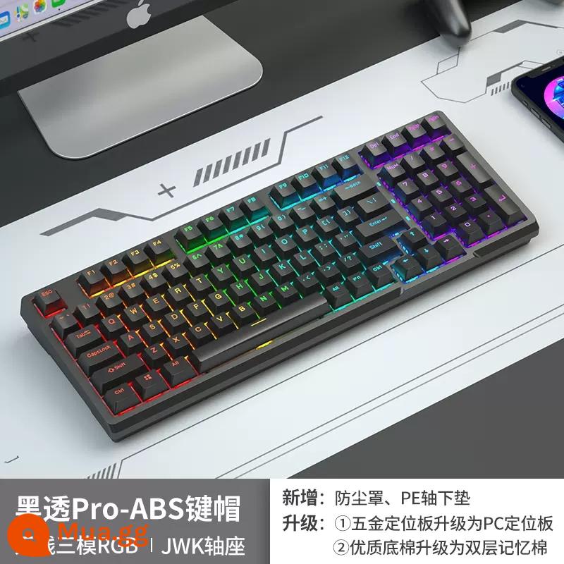 Weika WK980 tùy chỉnh bluetooth không dây 3 chế độ bàn phím cơ K màu vàng trắng bột trà trục pro RGB có thể tráo đổi nhanh - Phiên bản nâng cấp chuyên nghiệp màu đen RGB ba chế độ [đế trục có thể tráo đổi nóng]