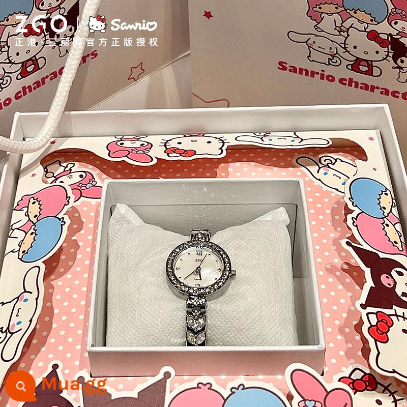 HelloKitty Chính Hãng Nàng Tiên Cá Đồng Hồ Nữ Mẫu Sinh Viên Nữ 2024 Mới Đồng Hồ Đeo Tay Cô Gái Tặng - [Hộp quà tranh dọc chính hãng Sanrio] 2172Hello-WH bạc