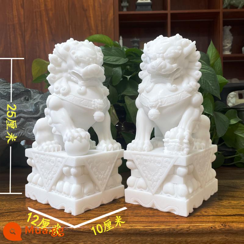 Hanbai Jade Stone Lion, một cặp ngôi nhà ở thị trấn Đá chạm khắc Bàn hộ gia đình Lion Lion Lion Lion - Cặp sư tử đá cao 25 ​​cm (nghề thủ công tinh xảo)