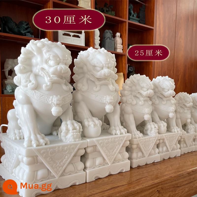 Hanbai Jade Stone Lion, một cặp ngôi nhà ở thị trấn Đá chạm khắc Bàn hộ gia đình Lion Lion Lion Lion - Cặp sư tử đá cao 30 cm (nghề thủ công tinh xảo)