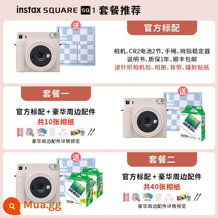 Chụp ảnh một lần Fuji instax Gói máy ảnh Polaroid SQ1 kèm giấy ảnh Quà Tết cho các bạn nam, nữ - Mica White (Ảnh đăng làm quà tặng thiết bị ngoại vi Fuji)