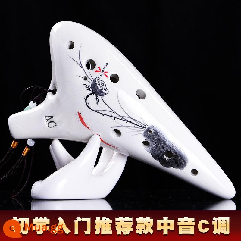 Ocarina 12 lỗ đơn giản dành cho người mới bắt đầu 12 lỗ ac alto C chuyên nghiệp 6 Nhạc cụ học sinh sáo Taoshan 46 - Sự phổ biến của túi Mohe [đầu tròn] có dây buộc hướng dẫn