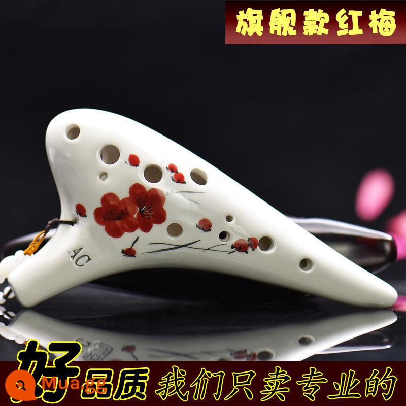 Ocarina 12 lỗ đơn giản dành cho người mới bắt đầu 12 lỗ ac alto C chuyên nghiệp 6 Nhạc cụ học sinh sáo Taoshan 46 - Hongmei [Flagship] Túi có dây buộc chuyên nghiệp kèm hướng dẫn