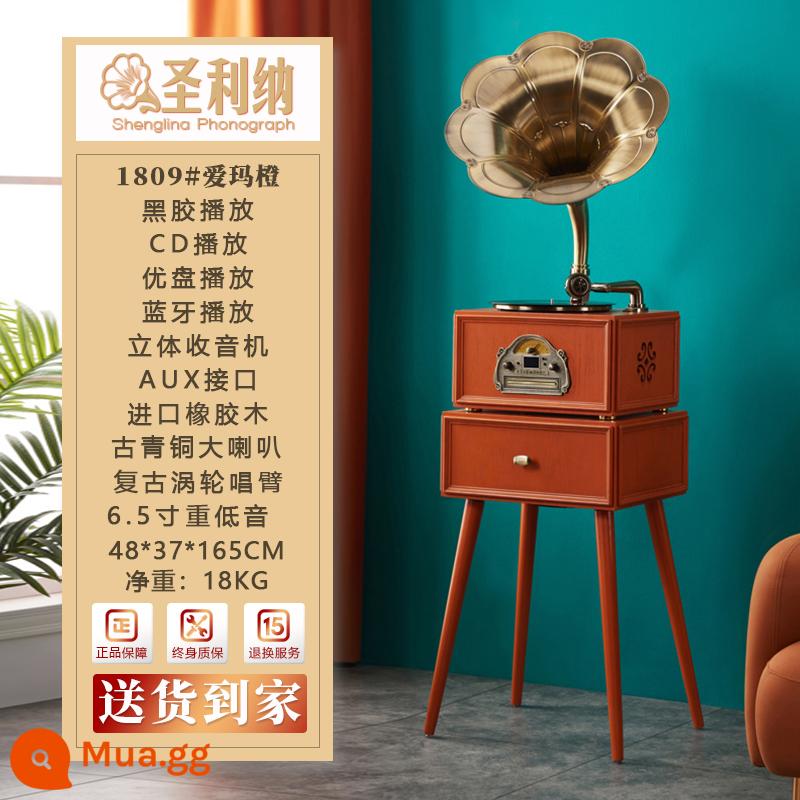 Phong Cách Châu Âu Máy Quay Đĩa Gỗ Retro Vinyl Máy Ghi Âm Phòng Khách Cổ Hộ Gia Đình Sừng Lớn Máy Ghi Âm Đèn Trang Trí Sang Trọng - 1809#爱马 Orange Nâng cấp lên 2.0+ để có chất lượng âm thanh tốt hơn