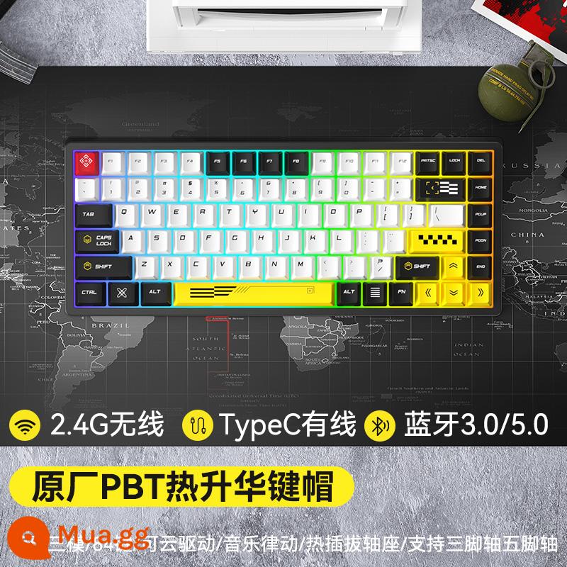 Tùy Chỉnh 3 Chế Độ 84 Phím Không Dây Có Dây Bluetooth RGB Tắt Tiếng Bàn Phím Cơ Có Thể Thay Nóng Bộ Chung Chủ Đề - Bàn phím CSGO ba chế độ đáy đen C84