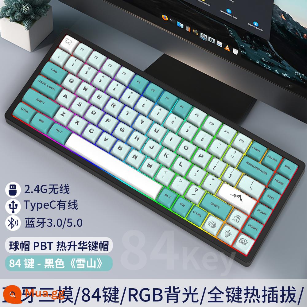 Tùy Chỉnh 3 Chế Độ 84 Phím Không Dây Có Dây Bluetooth RGB Tắt Tiếng Bàn Phím Cơ Có Thể Thay Nóng Bộ Chung Chủ Đề - Bàn phím tảng băng trôi ba chế độ đáy đen C84