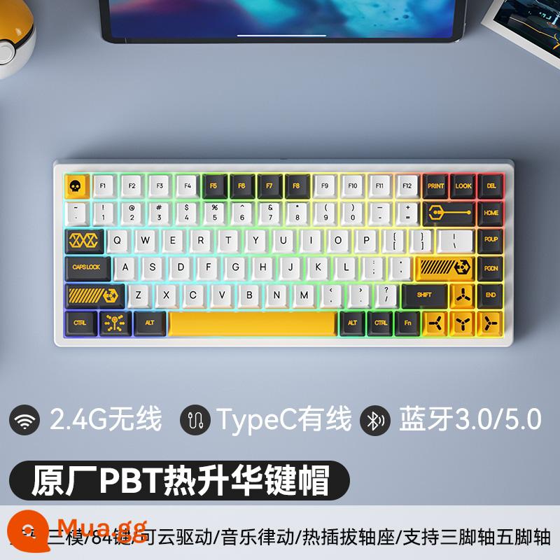 Tùy Chỉnh 3 Chế Độ 84 Phím Không Dây Có Dây Bluetooth RGB Tắt Tiếng Bàn Phím Cơ Có Thể Thay Nóng Bộ Chung Chủ Đề - Bàn phím tàu ​​chiến void ba chế độ nền trắng C84