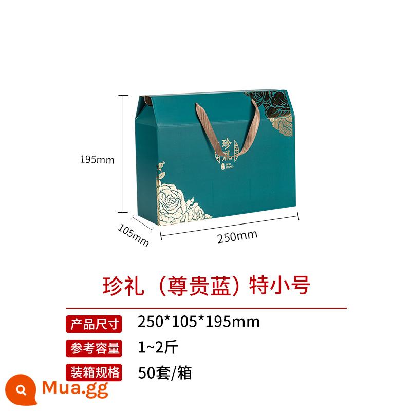 Lễ hội trung thu Hộp bánh trung thu Hộp quà tặng phổ thông tùy chỉnh Hộp rỗng Hộp quà tặng Mái nhà Hàng khô Đặc sản Bánh trái cây Hộp - Màu xanh quý phái [Cực nhỏ]