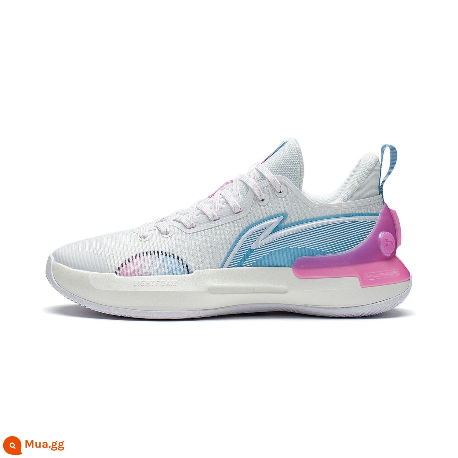 Li Ning Yushuai Retro Giày Bóng Rổ Nam Mùa Thu 2022 Phong Cách Cổ Thấp Thoáng Khí Phục Hồi Chống Sốc Giày Chiến Đấu - Trắng tiêu chuẩn/Trắng trăng xanh (ABPS031-2)