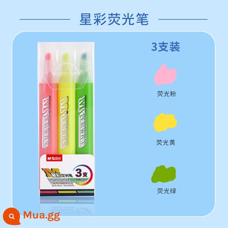 Bút huỳnh quang Chenguang Thanh vuông Đầu mềm Bút đánh dấu màu muối biển nắng Bút đánh dấu màu huỳnh quang Đầu mềm nhiều màu Đánh dấu điểm và đường Đầu bút đôi Làm khô nhanh Công suất lớn Loại đẩy Ghi chú Đặc biệt - Bán Chạy-Bộ Highlighter 3 Màu (Hồng, Vàng, Xanh)