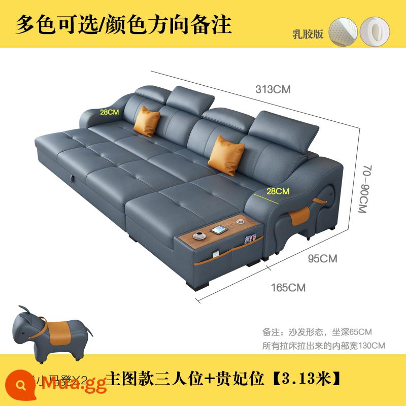 Công nghệ giường sofa vải có thể gập lại đa chức năng trường kỷ kép lưu trữ lớn và nhỏ loại căn hộ hiện đại kiểu lưới ngựa màu đỏ - Ba người + phi tần [3,13 mét] phiên bản cao su vải công nghệ nano