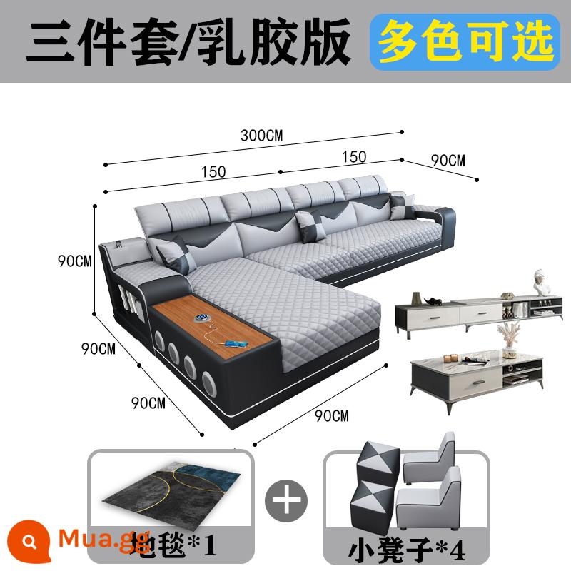 Sofa vải cao su mới có thể tháo rời và giặt được, phòng khách chung cư lớn nhỏ hiện đại đơn giản kết hợp nội thất đa chức năng - Bộ ba món + tủ tivi bàn cà phê