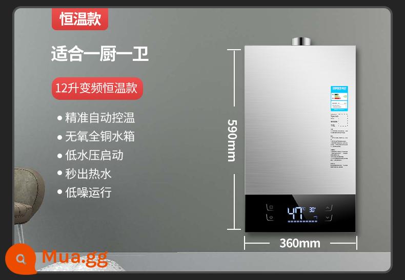 Good wife máy nước nóng gas 16 lít điện gia dụng khí gas hóa lỏng tắm cưỡng bức xả loại nhiệt độ không đổi thiết bị gia dụng - Mẫu bình giữ nhiệt màu bạc 12L phù hợp 1 bếp và 1 phòng tắm + tự lắp đặt